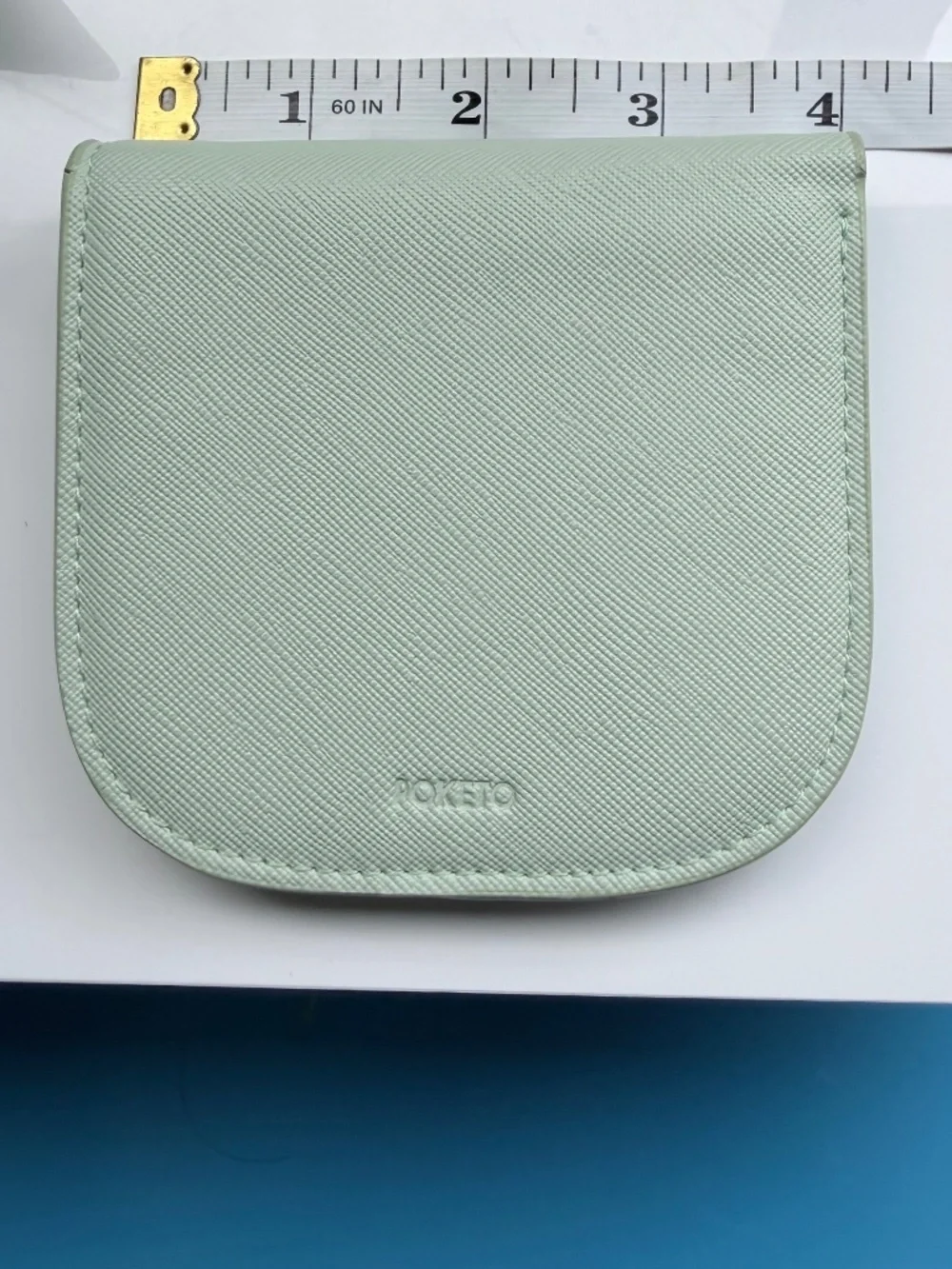 Poketo Vegan Saffiano Leather Dome Wallet In Mint - Picture 5 of 10